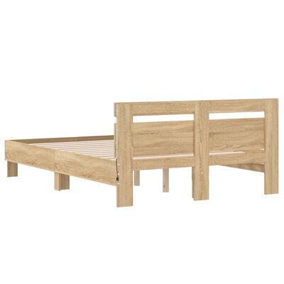 vidaXL Bed Frame with LED without Mattress Sonoma Oak 135x190 cm Double