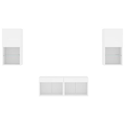 vidaXL 4 Piece TV Wall Cabinets with LED Lights White