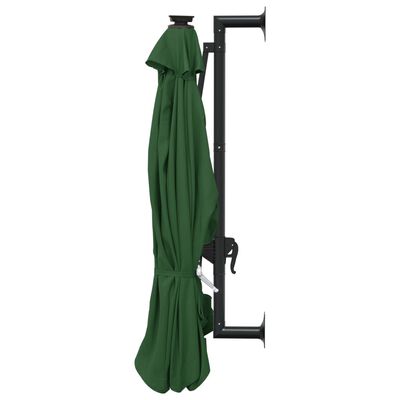 vidaXL Wall-mounted Garden Parasol with LEDs 300 cm Green