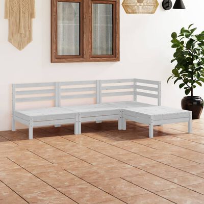 vidaXL 4 Piece Garden Lounge Set Solid Pinewood White