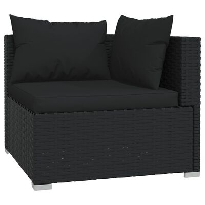 vidaXL 9 Piece Garden Lounge Set with Cushions Black Poly Rattan