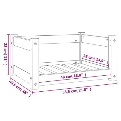 vidaXL Dog Bed White 95.5x65.5x28 cm Solid Pine Wood