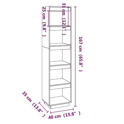 vidaXL Book Cabinet/Room Divider Grey 40x35x167 cm Solid Wood Pine