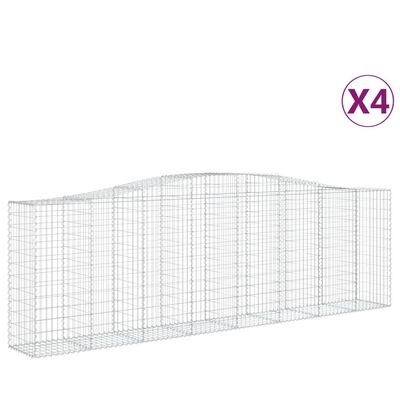 vidaXL Arched Gabion Baskets 4 pcs 400x50x120/140 cm Galvanised Iron