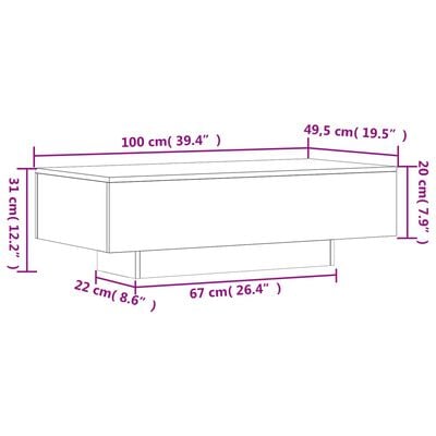 vidaXL Coffee Table Concrete Grey 100x49.5x31 cm Engineered Wood