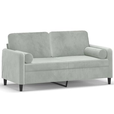 vidaXL 2-Seater Sofa with Throw Pillows Light Grey 140 cm Velvet