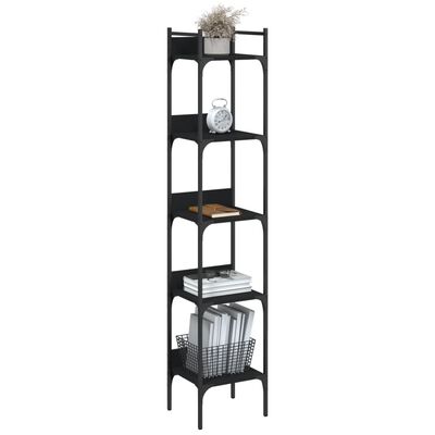 vidaXL Bookshelf 5-Tier Black 35x30x174 cm Engineered Wood