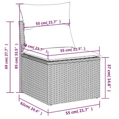 vidaXL 11 Piece Garden Sofa Set with Cushions Grey Poly Rattan