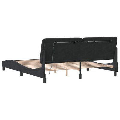 vidaXL Bed Frame with LED without Mattress Black 183x203 cm King Velvet