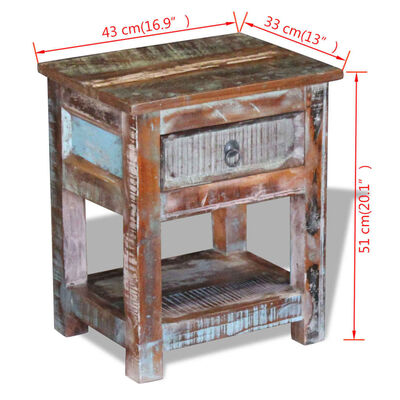 vidaXL Side Table with 1 Drawer Solid Reclaimed Wood 43x33x51 cm