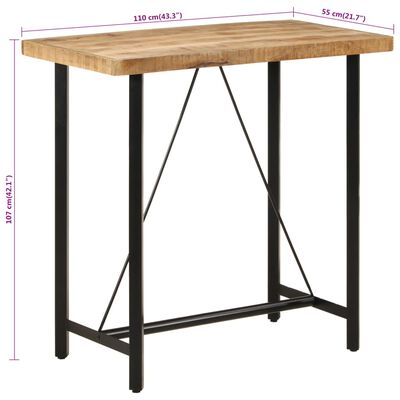 vidaXL Bar Table 110x55x107 cm Solid Wood Mango and Iron