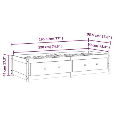 vidaXL Day Bed without Mattress 90x190 cm Single Solid Wood Pine