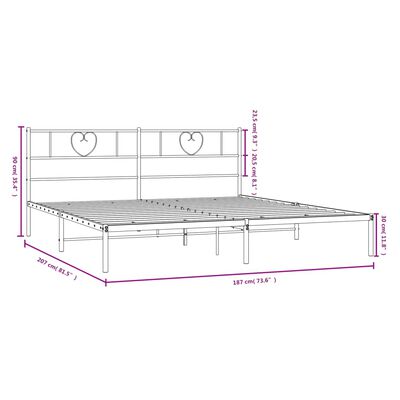 vidaXL Metal Bed Frame without Mattress with Headboard White 180x200cm