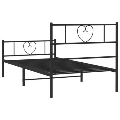 vidaXL Metal Bed Frame without Mattress with Footboard Black 107x203 cm