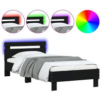 vidaXL Bed Frame with Headboard and LED Lights Black 90x190 cm Single