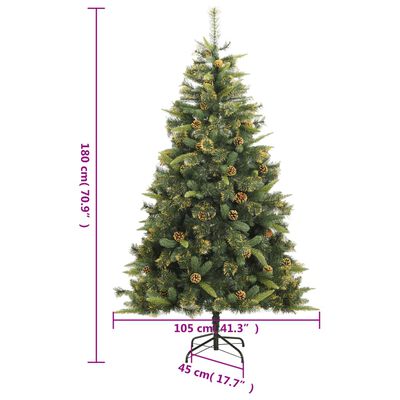 vidaXL Artificial Hinged Christmas Tree 300 LEDs & Ball Set 180 cm