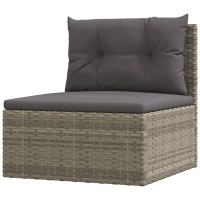 vidaXL 6 Piece Garden Lounge Set with Cushions Grey Poly Rattan