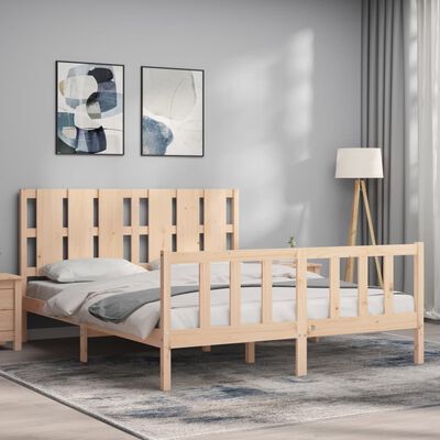 vidaXL Bed Frame without Mattress King Size Solid Wood Pine