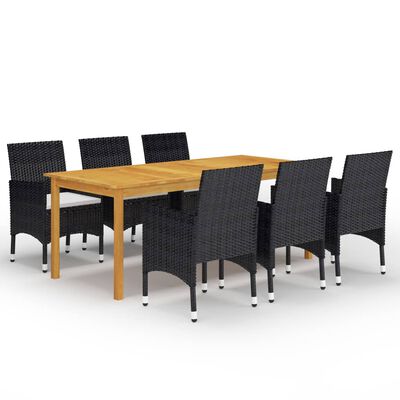 vidaXL 7 Piece Garden Dining Set Black