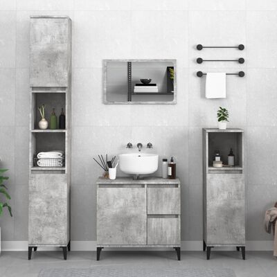 vidaXL Bathroom Cabinet Concrete Grey 30x30x190 cm Engineered Wood