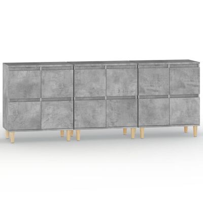 vidaXL Sideboards 3 pcs Concrete Grey 60x35x70 cm Engineered Wood