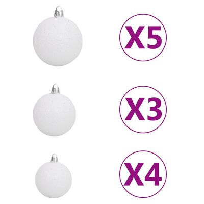 vidaXL Artificial Pre-lit Christmas Tree with Ball Set White 150 cm