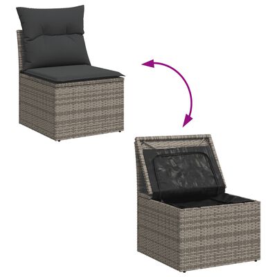 vidaXL 7 Piece Garden Sofa Set with Cushions Grey Poly Rattan