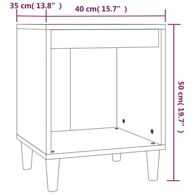 vidaXL Bedside Cabinet Smoked Oak 40x35x50 cm