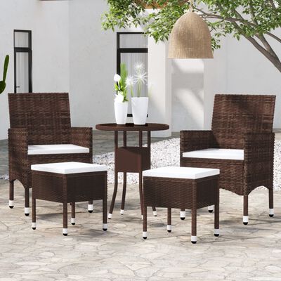 vidaXL 5 Piece Garden Lounge Set Poly Rattan Brown