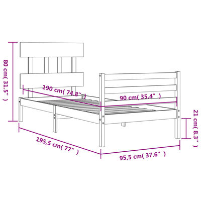 vidaXL Bed Frame without Mattress Single Solid Wood