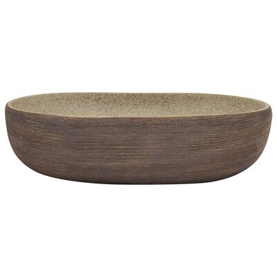 vidaXL Countertop Basin Sand and Brown Oval 59x40x14 cm Ceramic