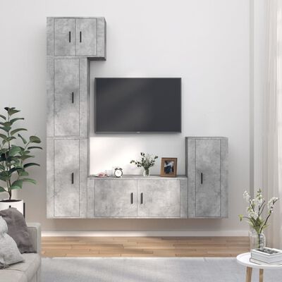 vidaXL 5 Piece TV Cabinet Set Concrete Grey Engineered Wood