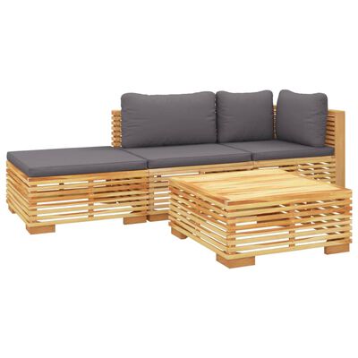 vidaXL 4 Piece Garden Lounge Set with Cushions Solid Wood Teak