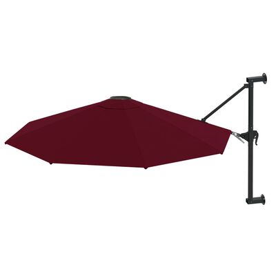 vidaXL Wall-Mounted Garden Parasol with Metal Pole 300 cm Burgundy