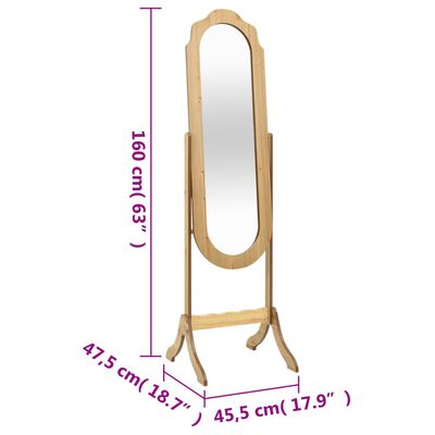 vidaXL Free Standing Mirror 45.5x47.5x160 cm Engineered Wood