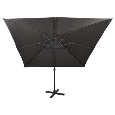 vidaXL Cantilever Garden Parasol with Pole and LED Lights Anthracite 300 cm