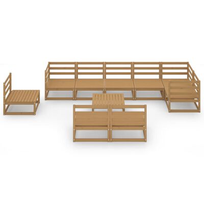 vidaXL 10 Piece Garden Lounge Set Honey Brown Solid Pinewood