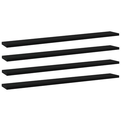 vidaXL Bookshelf Boards 4 pcs Black 80x10x1.5 cm Engineered Wood