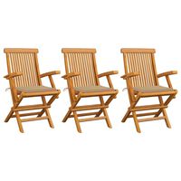 vidaXL Garden Chairs with Beige Cushions 3 pcs Solid Teak Wood