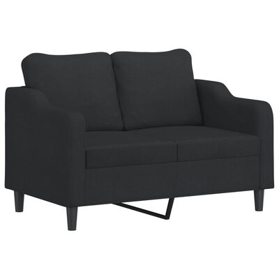 vidaXL 2-Seater Sofa with Throw Pillows Black 120 cm Fabric