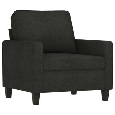 vidaXL 3 Piece Sofa Set with Cushions Black Fabric