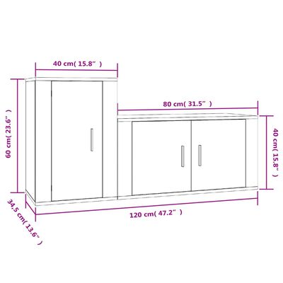 vidaXL 2 Piece TV Cabinet Set Concrete Grey Engineered Wood