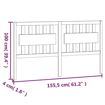 vidaXL Bed Headboard White 155.5x4x100 cm Solid Wood Pine