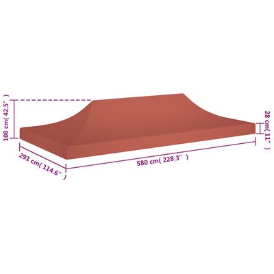 vidaXL Party Tent Roof 6x3 m Terracotta 270 g/m²