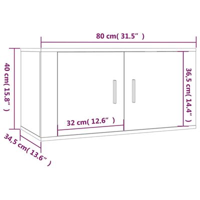 vidaXL Wall-mounted TV Cabinets 2 pcs Brown Oak 80x34.5x40 cm