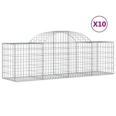 vidaXL Arched Gabion Baskets 10 pcs 200x50x60/80 cm Galvanised Iron