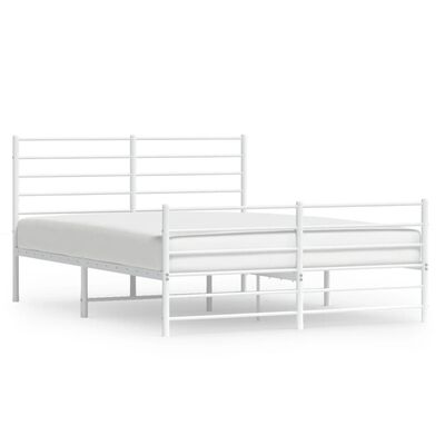 vidaXL Metal Bed Frame without Mattress with Footboard White 150x200 cm King Size