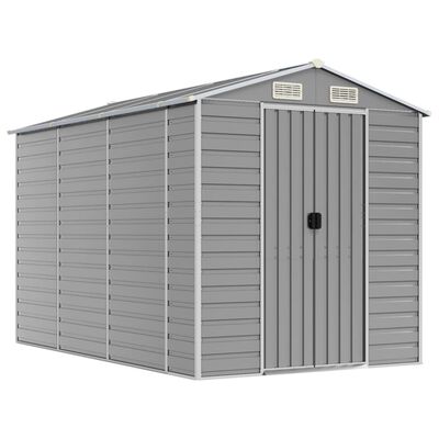 vidaXL Garden Shed Light Grey 191x300x198 cm Galvanised Steel