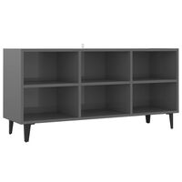 vidaXL TV Cabinet with Metal Legs High Gloss Grey 103.5x30x50 cm