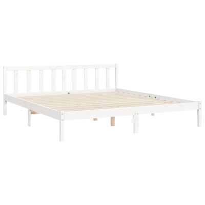 vidaXL Bed Frame without Mattress White Super King Size Solid Wood Pine